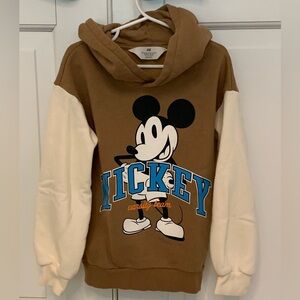 NWOT Disney Mickey Mouse H&M Youth Beige Hoodie. Size 6/7.